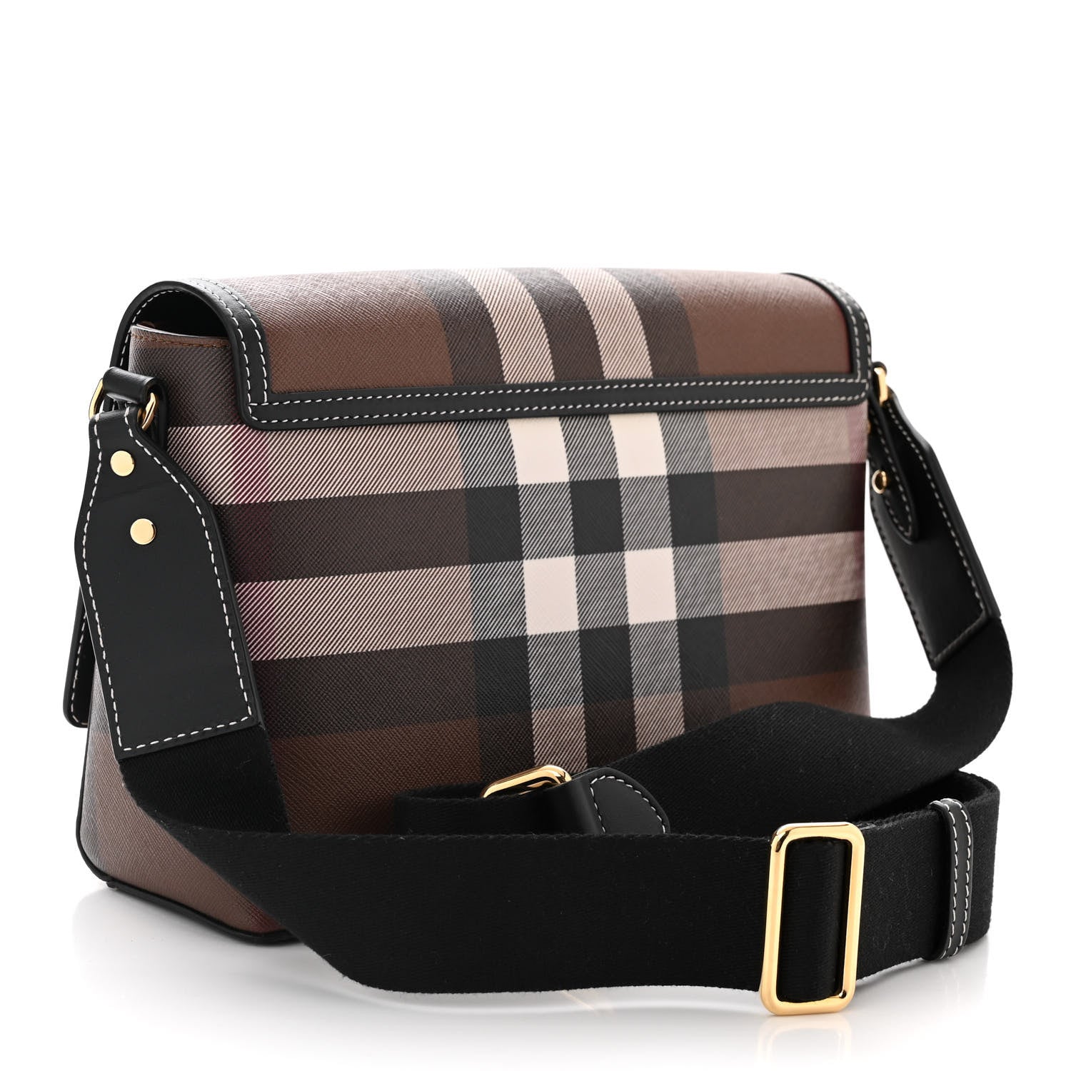 Burberry Calfskin Giant Check E-Canvas Note Crossbody Bag Dark Birch Brown 3 of 11