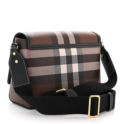 Burberry Calfskin Giant Check E-Canvas Note Crossbody Bag Dark Birch Brown 3 of 11