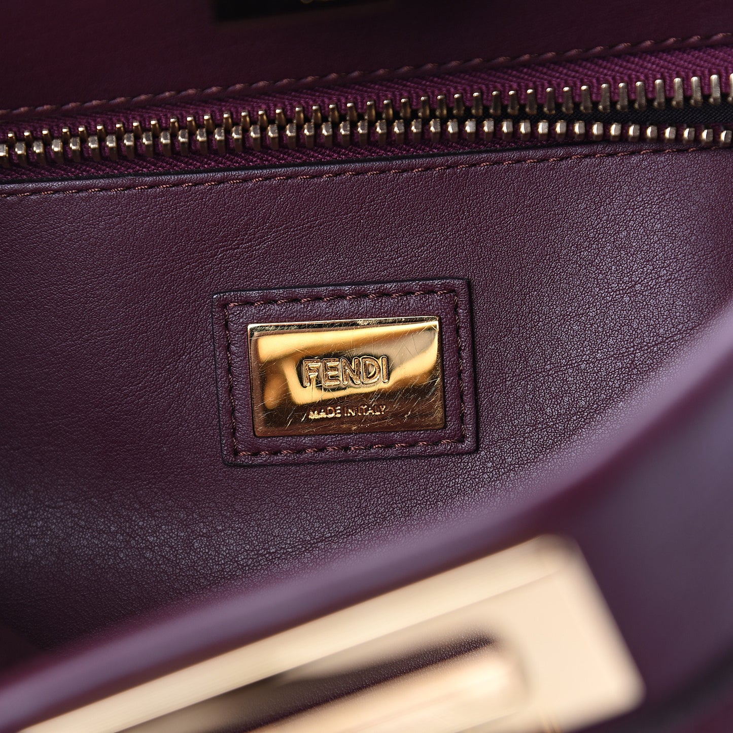 Vitello Seta Waves Bi-Color Medium Peekaboo Iconic Satchel Bordeaux Latte