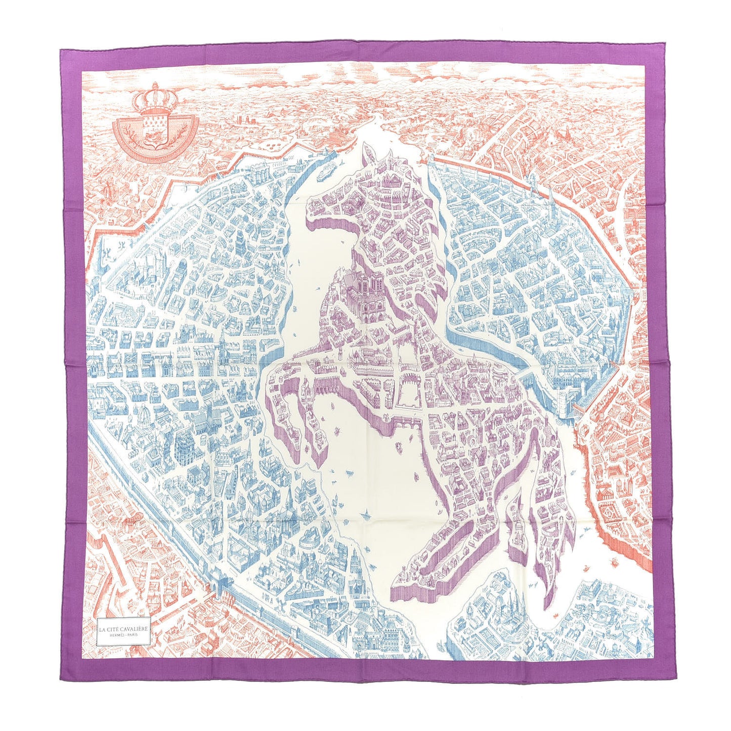 Cashmere Silk La Cite Cavaliere Shawl 140 Mauve Petrole Coral