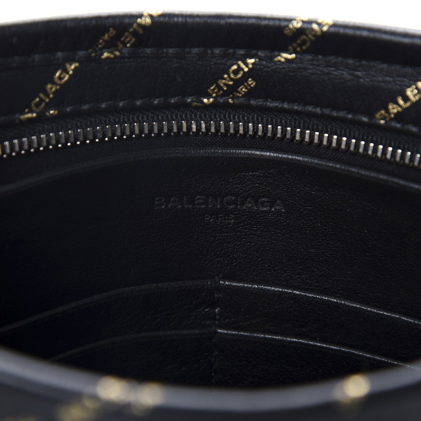 Calfskin Allover Logo Bazar Pochette Crossbody Black Gold