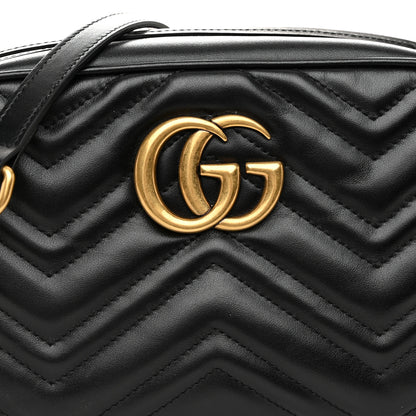 Gucci Calfskin Matelasse Small GG Marmont Chain Shoulder Bag Black 8 of 10