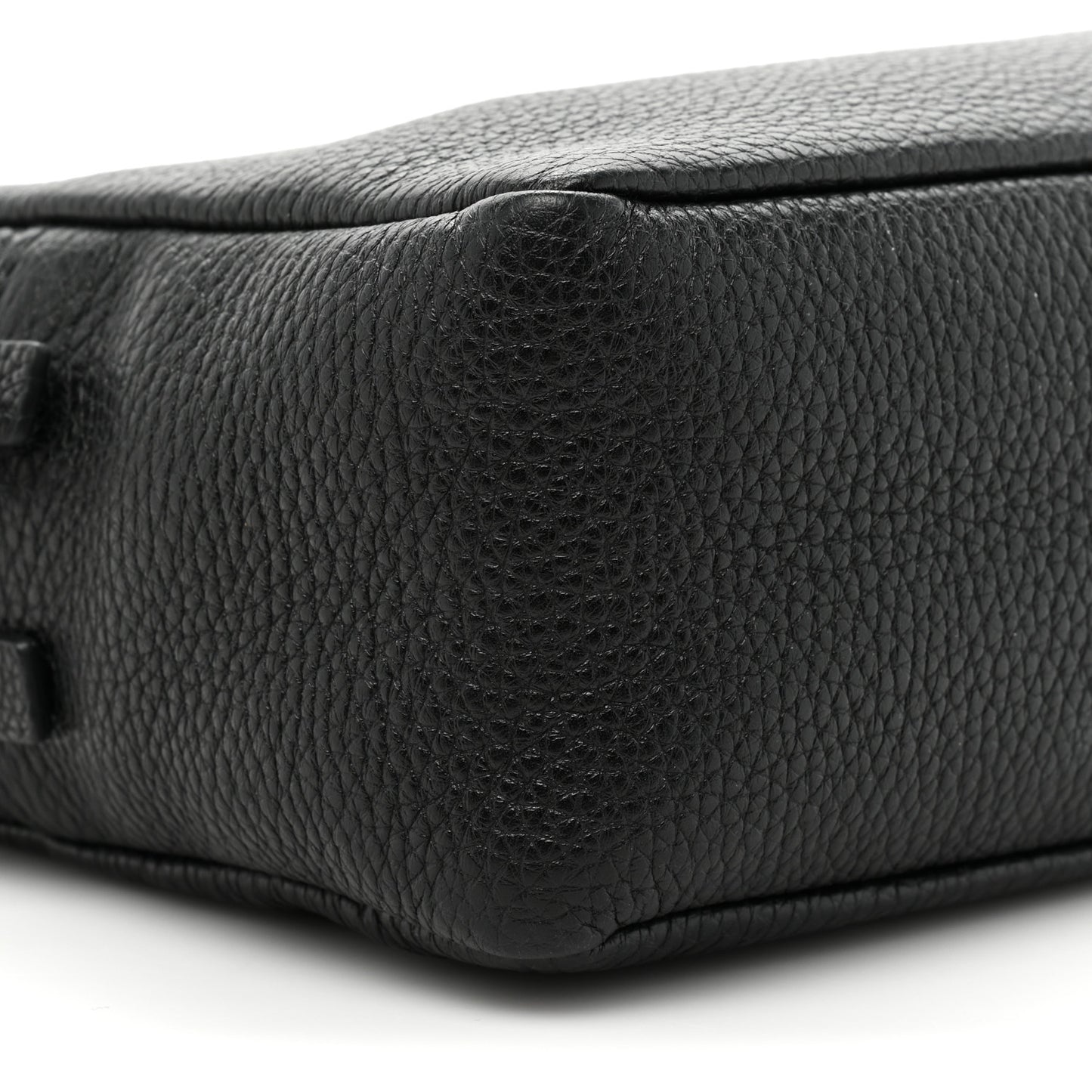 Vitello Daino Soft Medium Double Zip Shoulder Bag Black