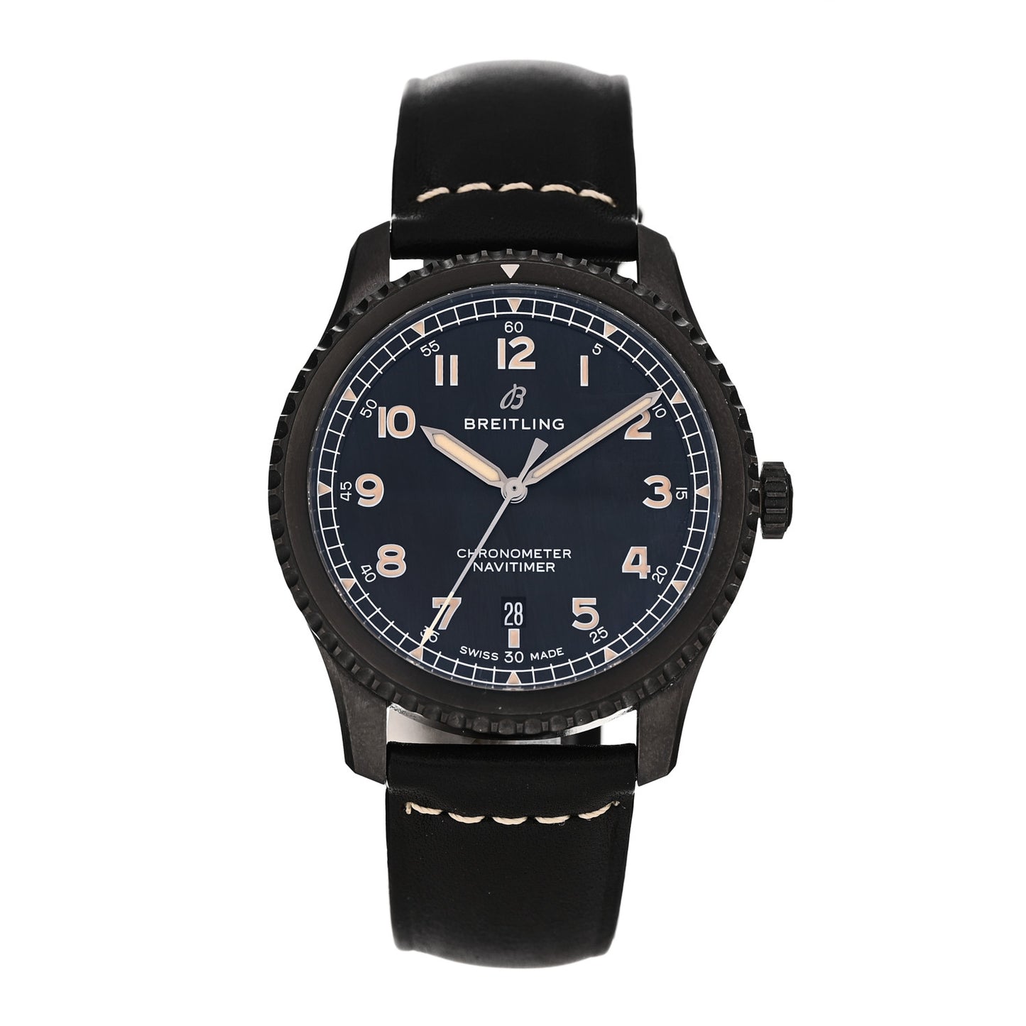 PVD Stainless Steel Calfskin 41mm Navitimer 8 Automatic Watch Black M17314