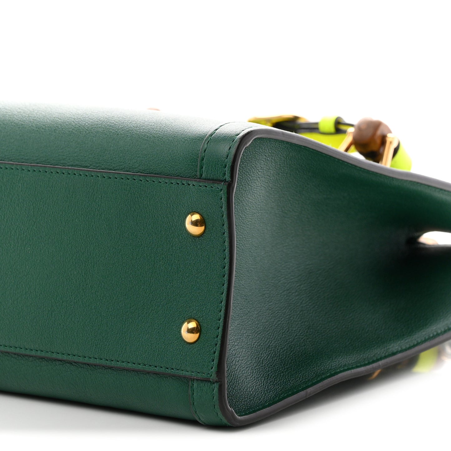 Wonka Grain Calfskin Small Diana Tote Bag Green Yellow Fluo