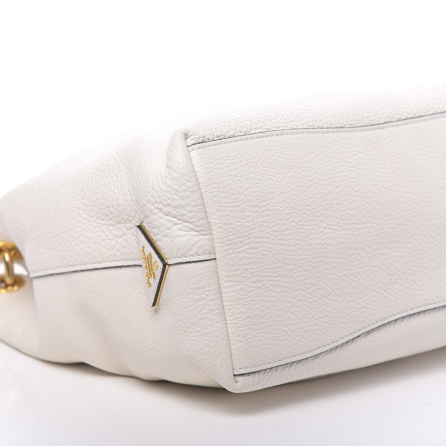 Prada Vitello Phenix Embossed Logo Hobo White 9 of 10