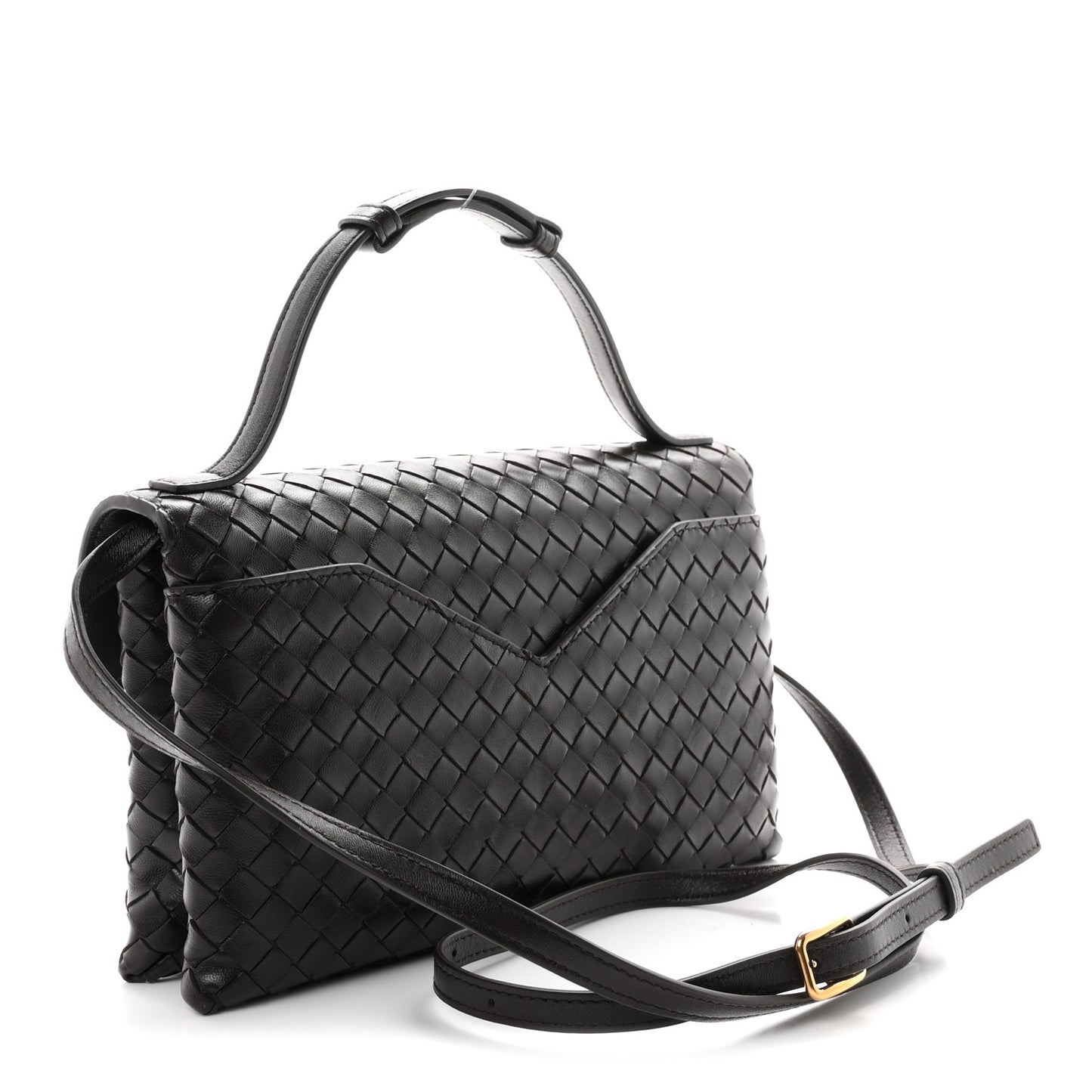 Nappa Intrecciato Knot Lock Top Handle Crossbody Bag Fondant