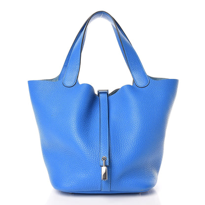 Hermes Taurillon Clemence Picotin Lock 22 MM Bleu Zanzibar 1 of 14