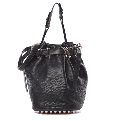 Alexander Wang Pebbled Lambskin Diego Bucket Black Rose Gold Hardware 1 of 10