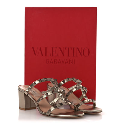 Valentino Garavani Metallic Nappa Rockstud 60mm Caged Slide Sandals 36.5 Skin 15 of 15