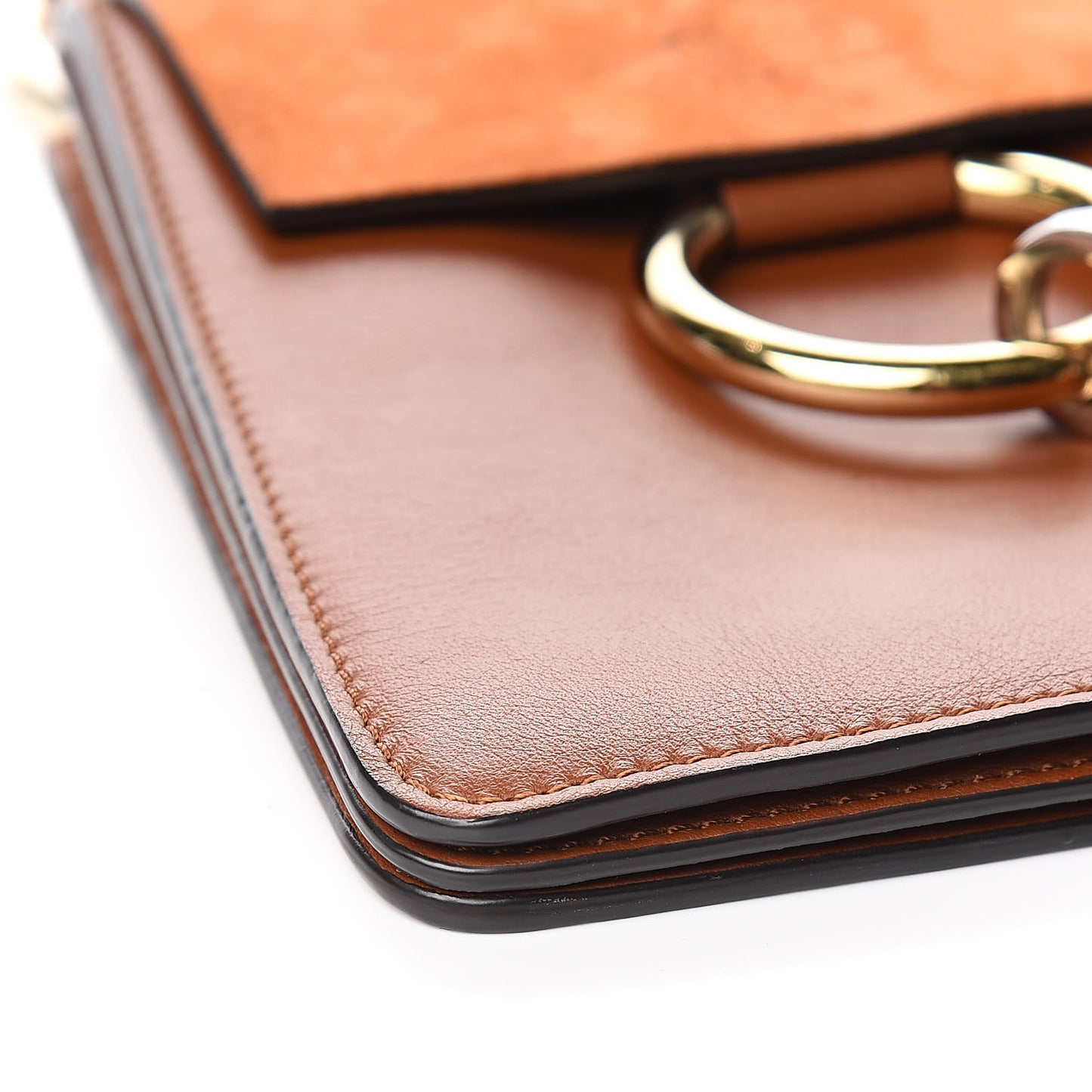 Suede Calfskin Mini Faye Bracelet Bag Tobacco