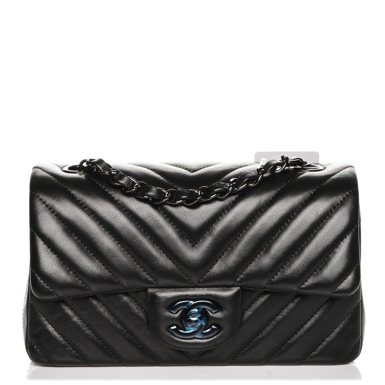 Chanel Lambskin Chevron Quilted Mini Rectangular Flap So Black 1 of 14