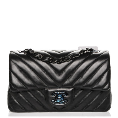 Chanel Lambskin Chevron Quilted Mini Rectangular Flap So Black 1 of 14