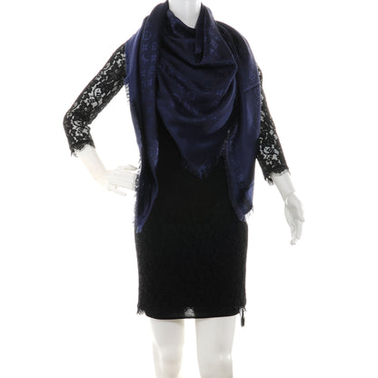 Louis Vuitton Wool Silk Monogram Shawl Night Blue 2 of 5