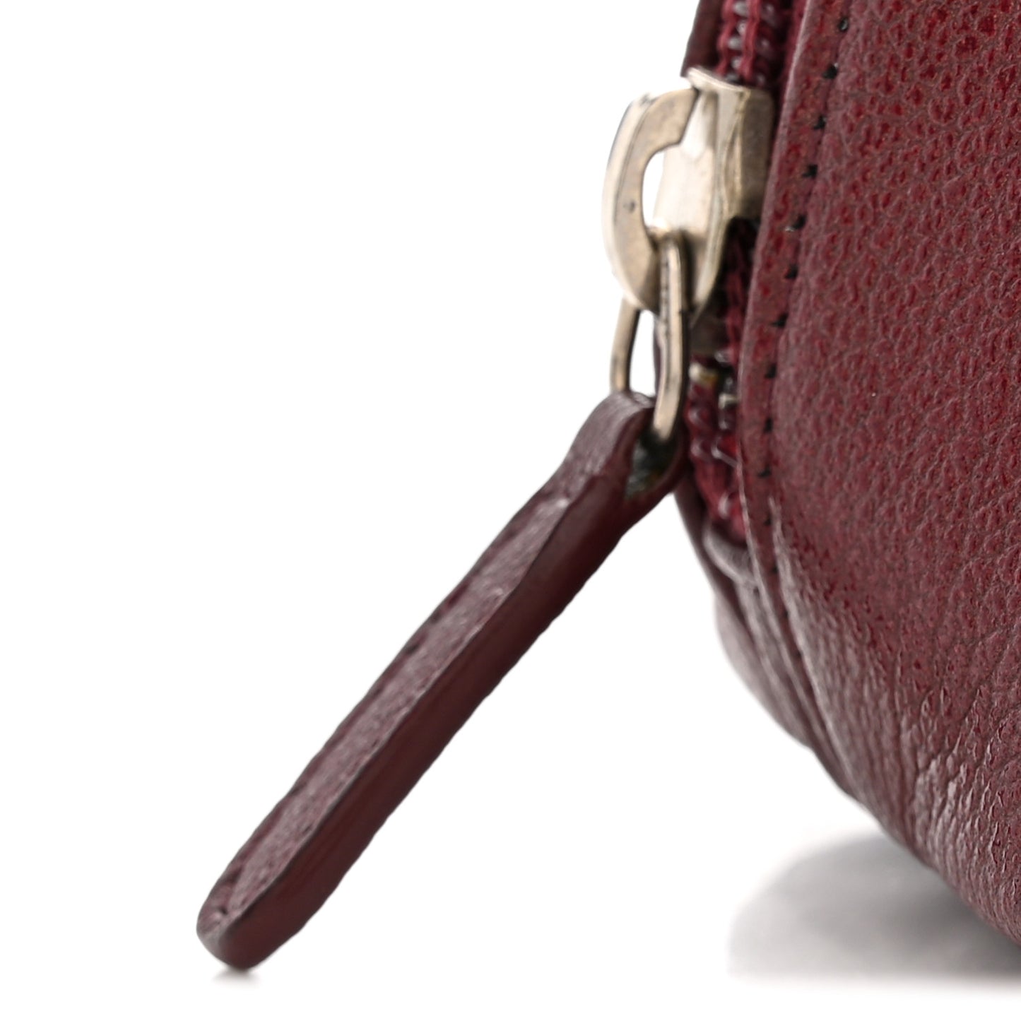 Goatskin Camellia Embossed Cosmetic Case Dark Red