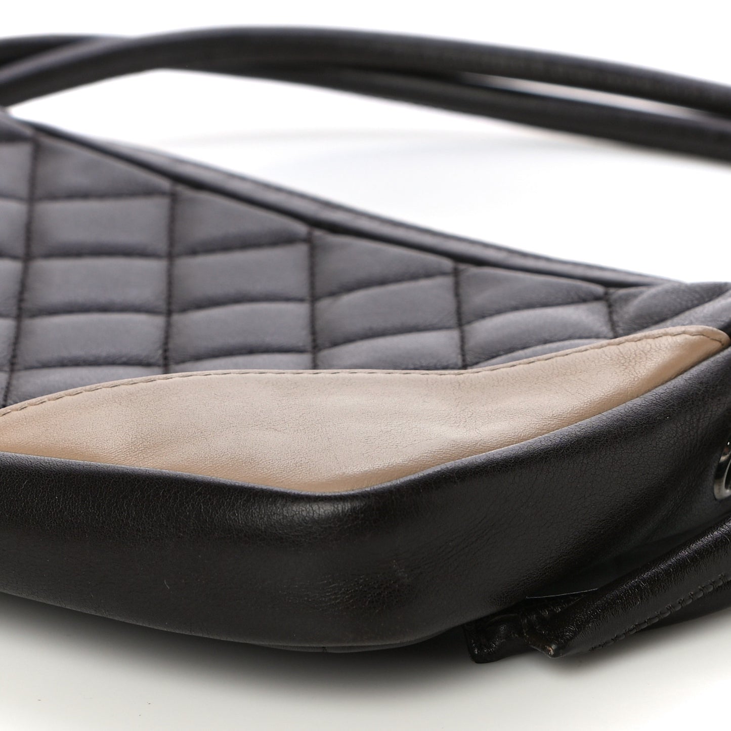 Calfskin Quilted Cambon Pochette Brown Beige