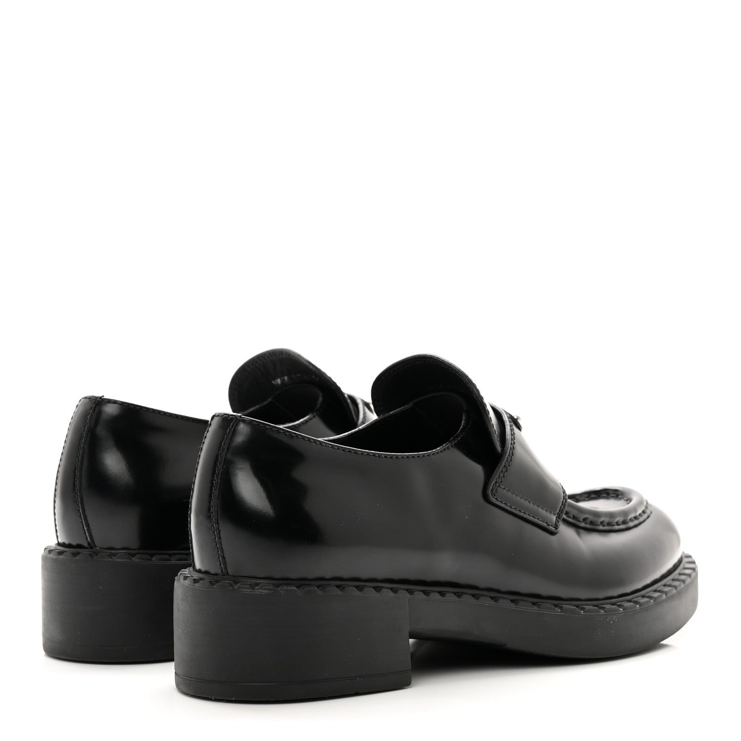 Prada Spazzolato Metal Triangle Logo 50mm Loafers 37 Black 4 of 8