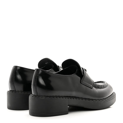 Prada Spazzolato Metal Triangle Logo 50mm Loafers 37 Black 4 of 8