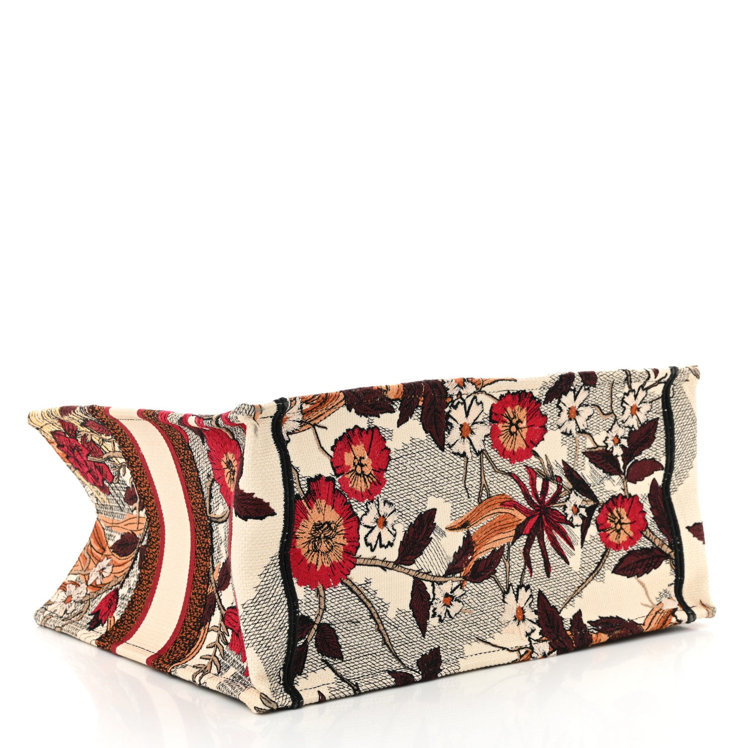 Christian Dior Canvas Embroidered Phoenix Medium Book Tote Red