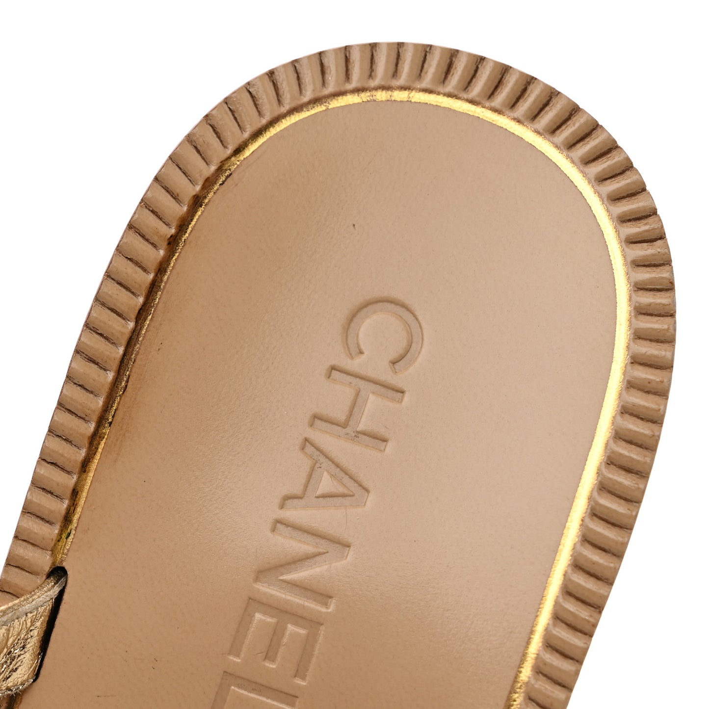 Laminated Lambskin CC Sandals 38 Gold