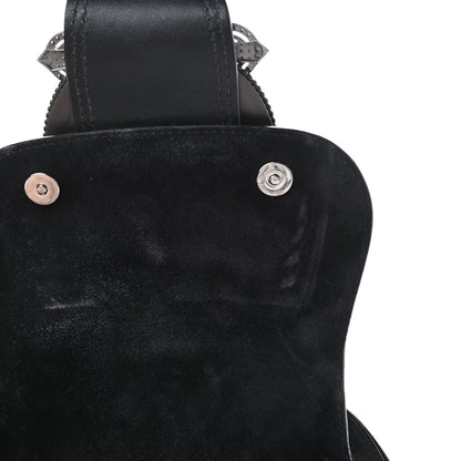 Miu Miu Goatskin Madras Soft Calfskin Crystal Embellished Dahlia Shoulder Bag Black 12 of 12