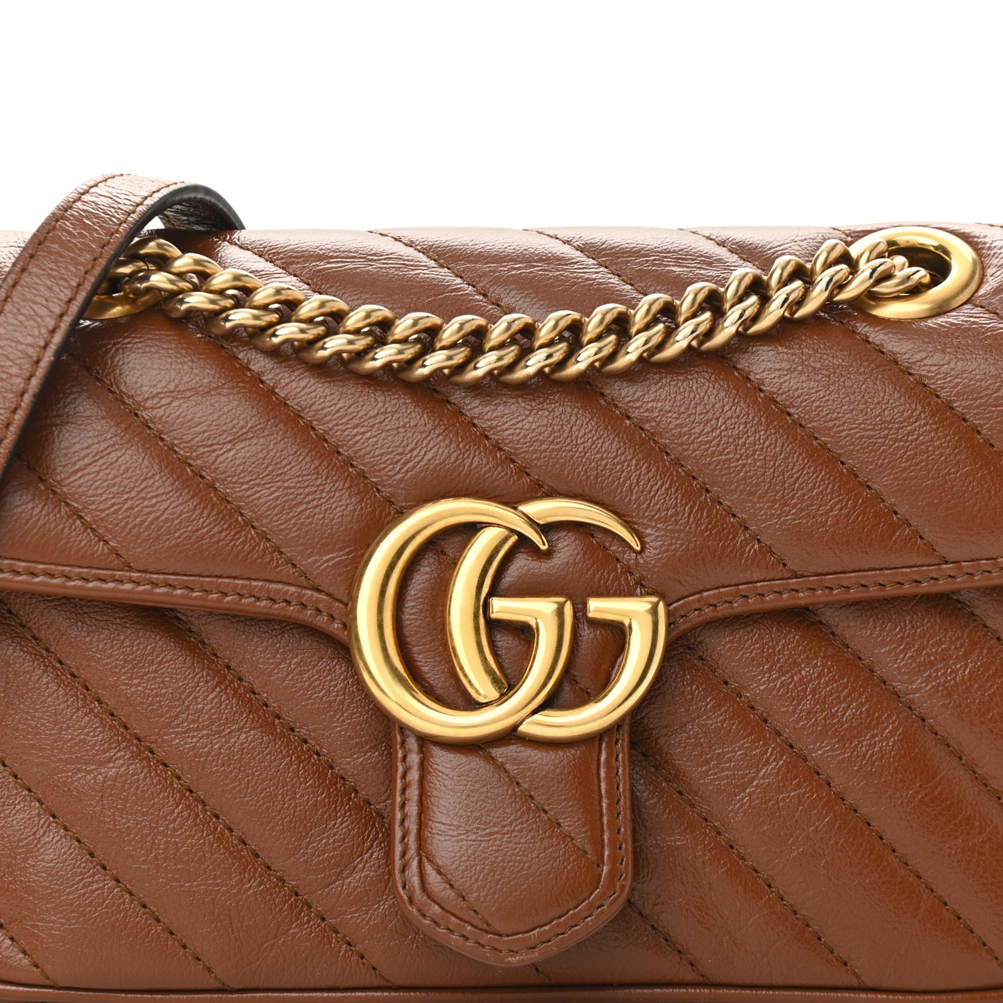 Azalea Calfskin Matelasse Diagonal Mini GG Marmont Shoulder Bag Cuir