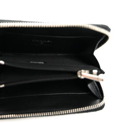 Chanel Caviar Quilted Chanel 19 Zip Around Coin Purse Wallet Black White 4 of 9