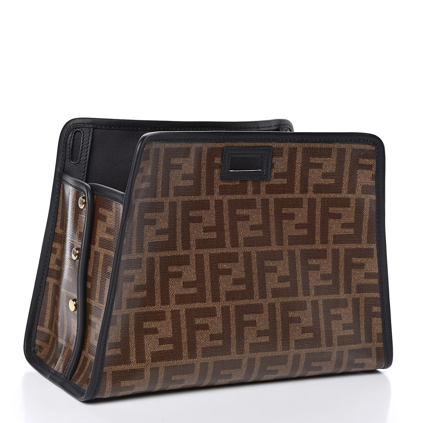 Glazed Fabric Vitello Century FF 1974 Stamp Patch Mini Peekaboo Defender Cover Mogano Panna Black