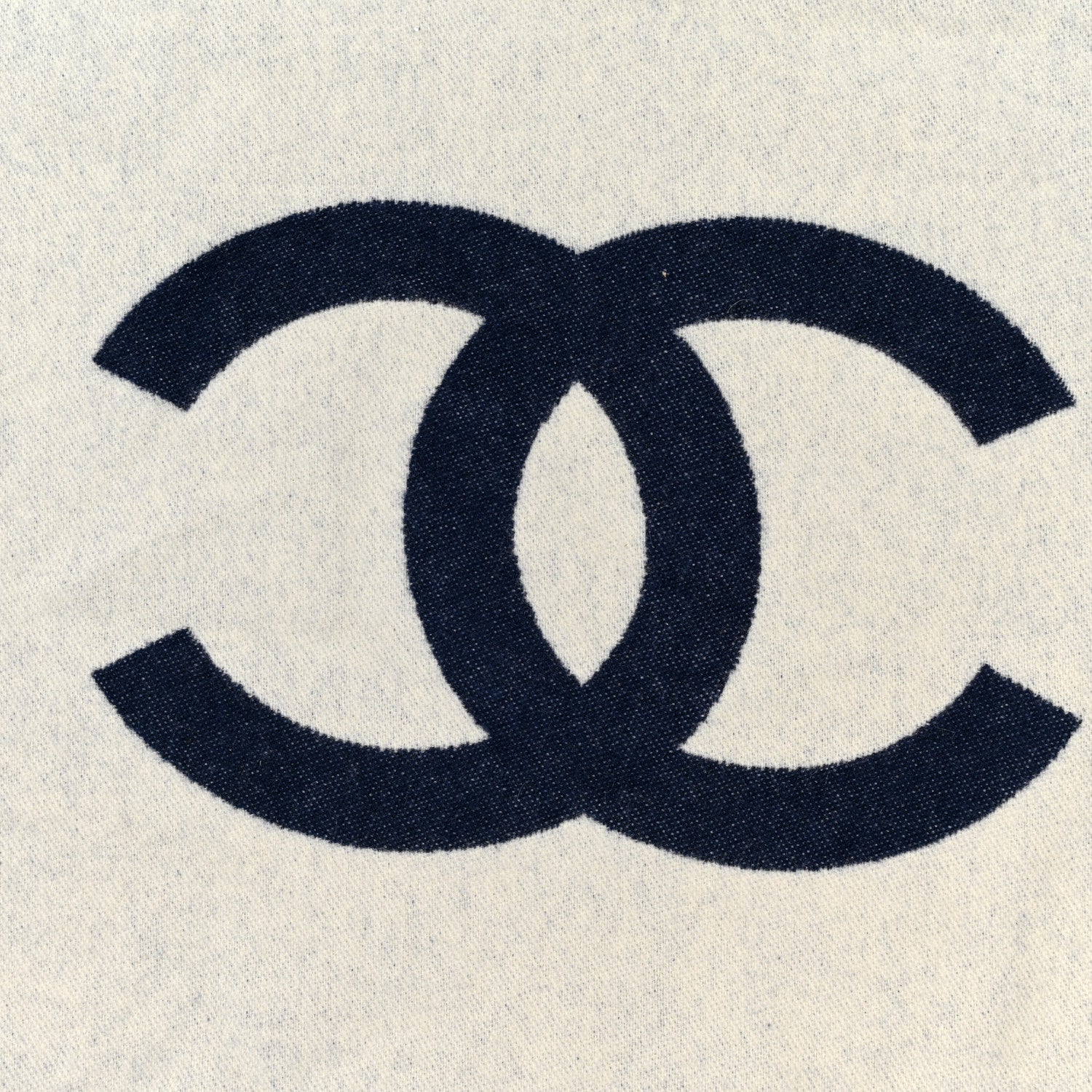 Chanel Merino Wool Cashmere CC Throw Blanket Navy White 2 of 4