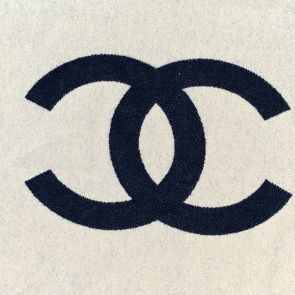 Chanel Merino Wool Cashmere CC Throw Blanket Navy White 2 of 4