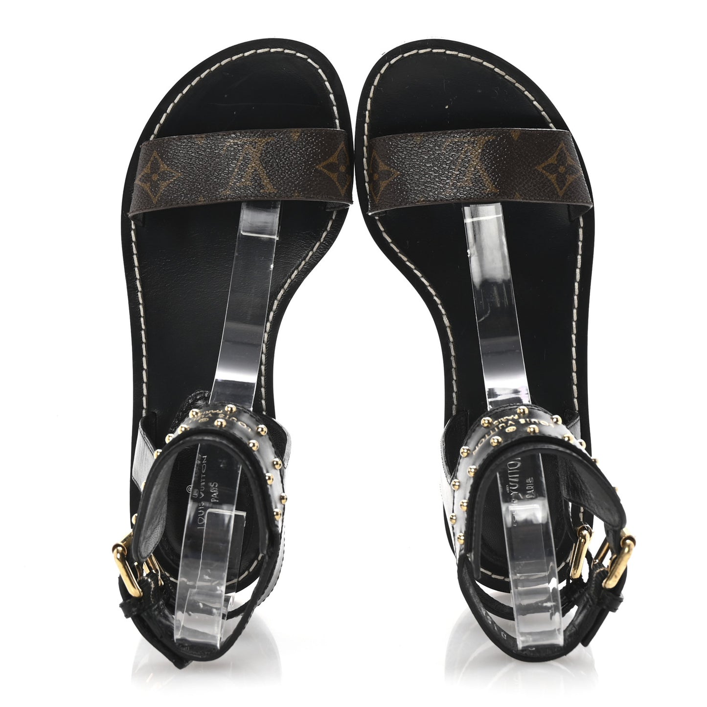Calfskin Monogram Nomad Flat Sandals 36.5 Black