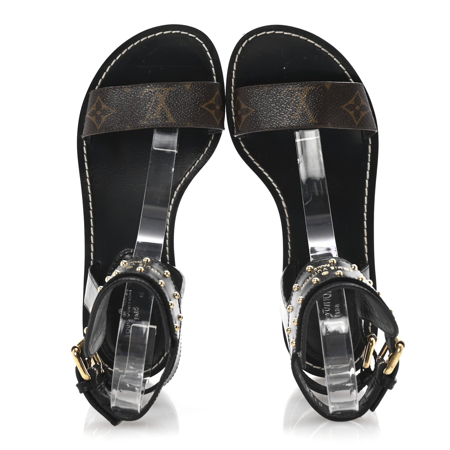 Louis Vuitton Calfskin Monogram Nomad Flat Sandals 36.5 Black 2 of 10