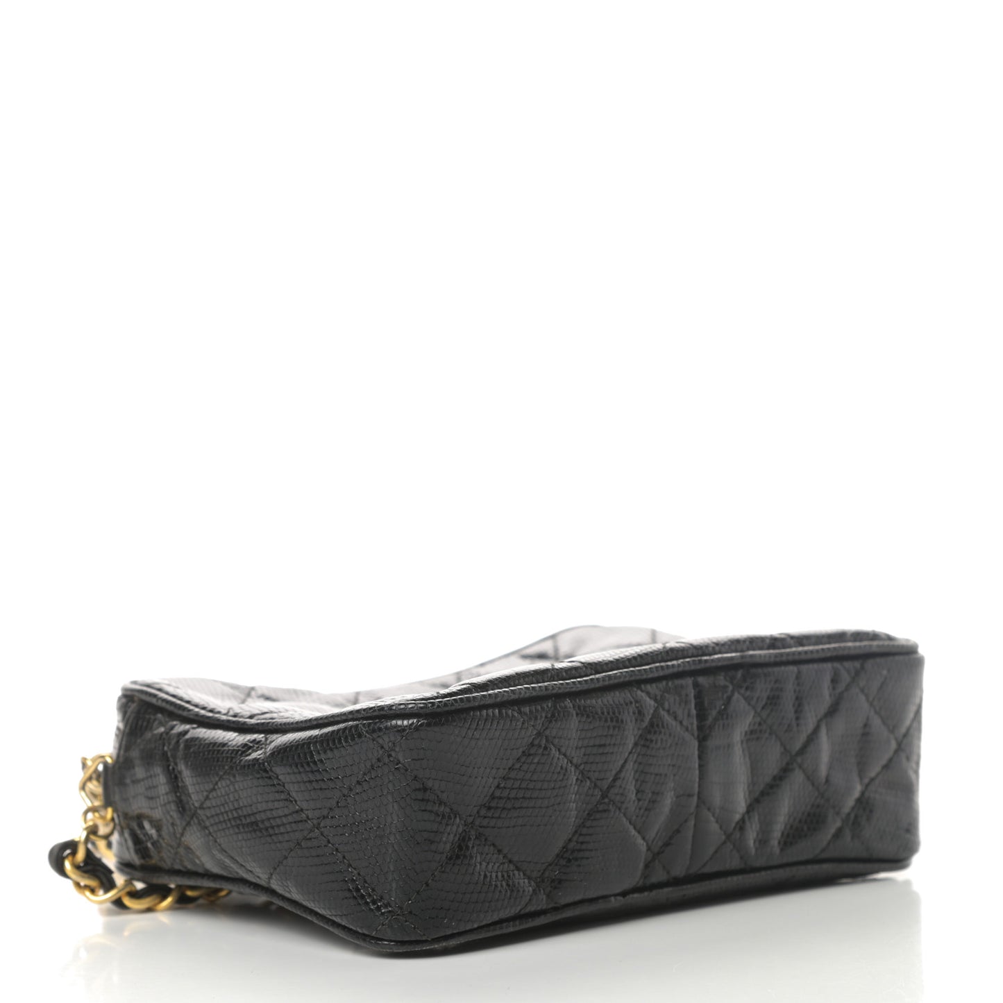Lizard Quilted Small Tassel Camera Case Black