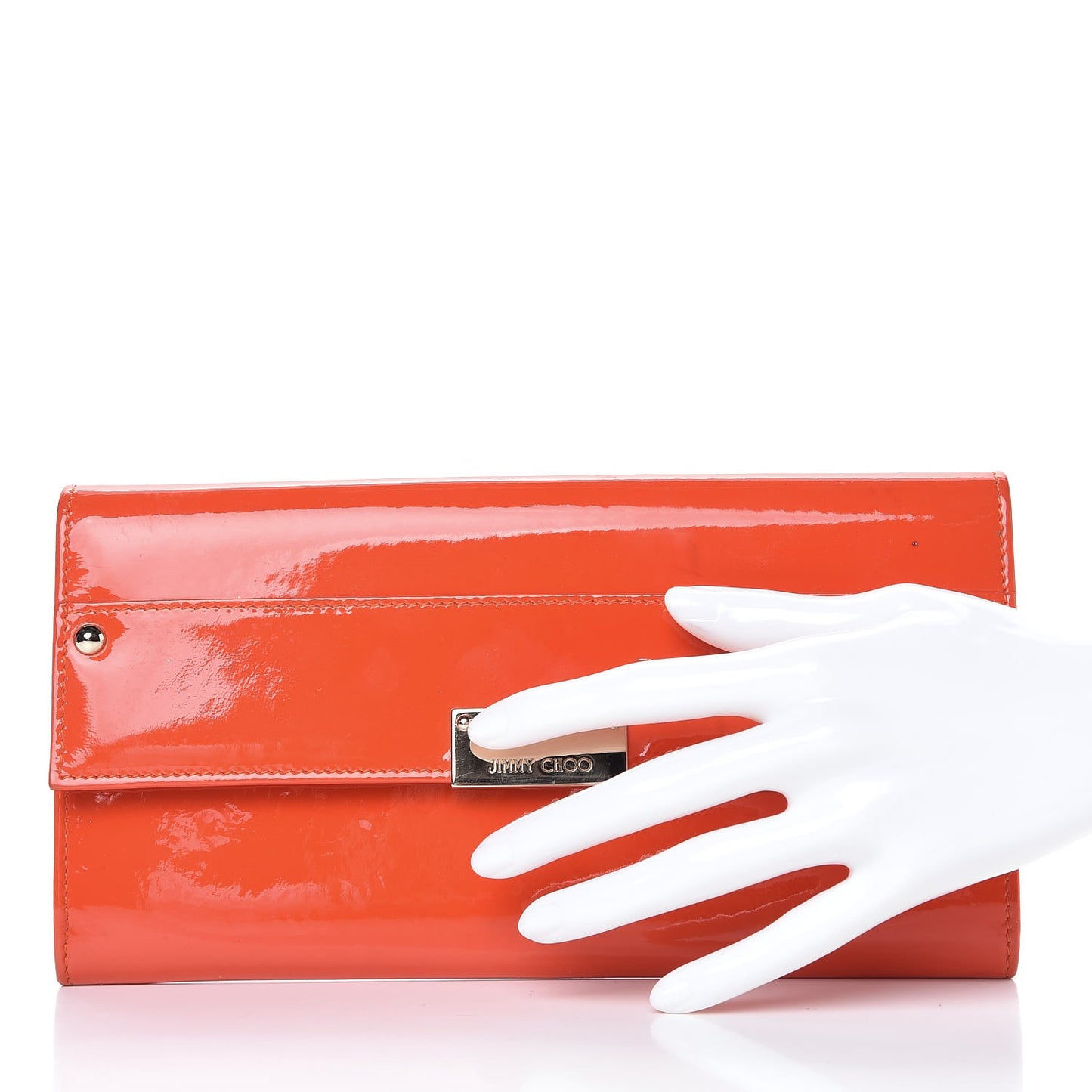 Patent Reese Clutch Wallet Orange