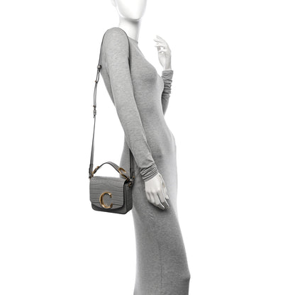 Chloe Calfskin Crocodile Embossed Mini C Double Carry Stormy Grey 2 of 12