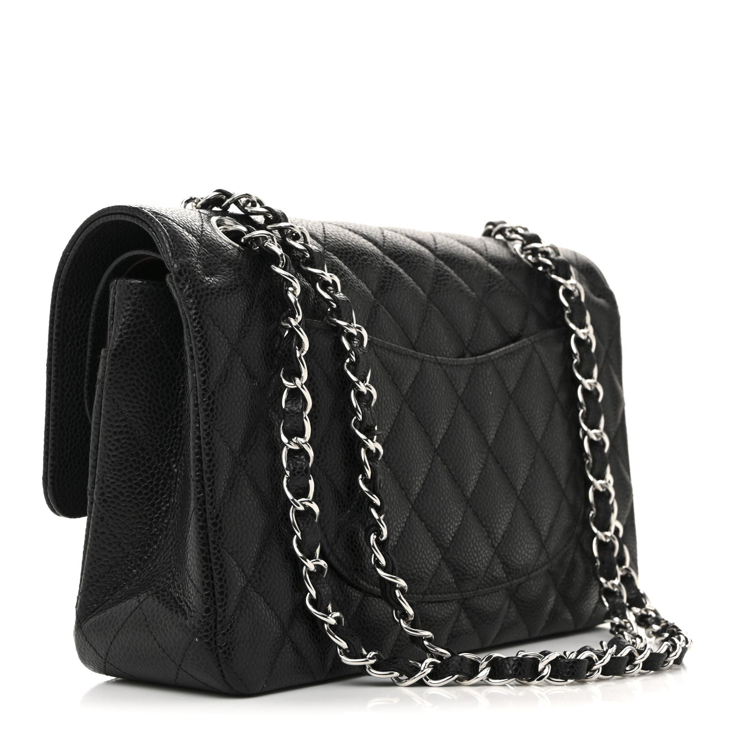 Caviar Quilted Medium Double Flap Black