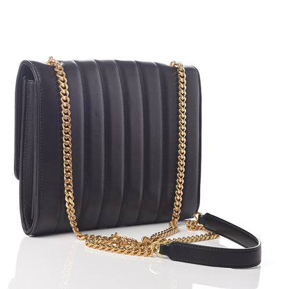 Saint Laurent Lambskin Matelasse Monogram Vicky Chain Wallet Black 3 of 9