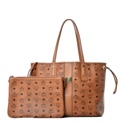 MCM Visetos Medium Liz Reversible Shopper Tote Cognac 1 of 18