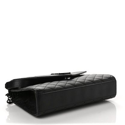 Saint Laurent Grain De Poudre Textured Mixed Matelasse Triquilt Medium Monogram Satchel Black 4 of 9