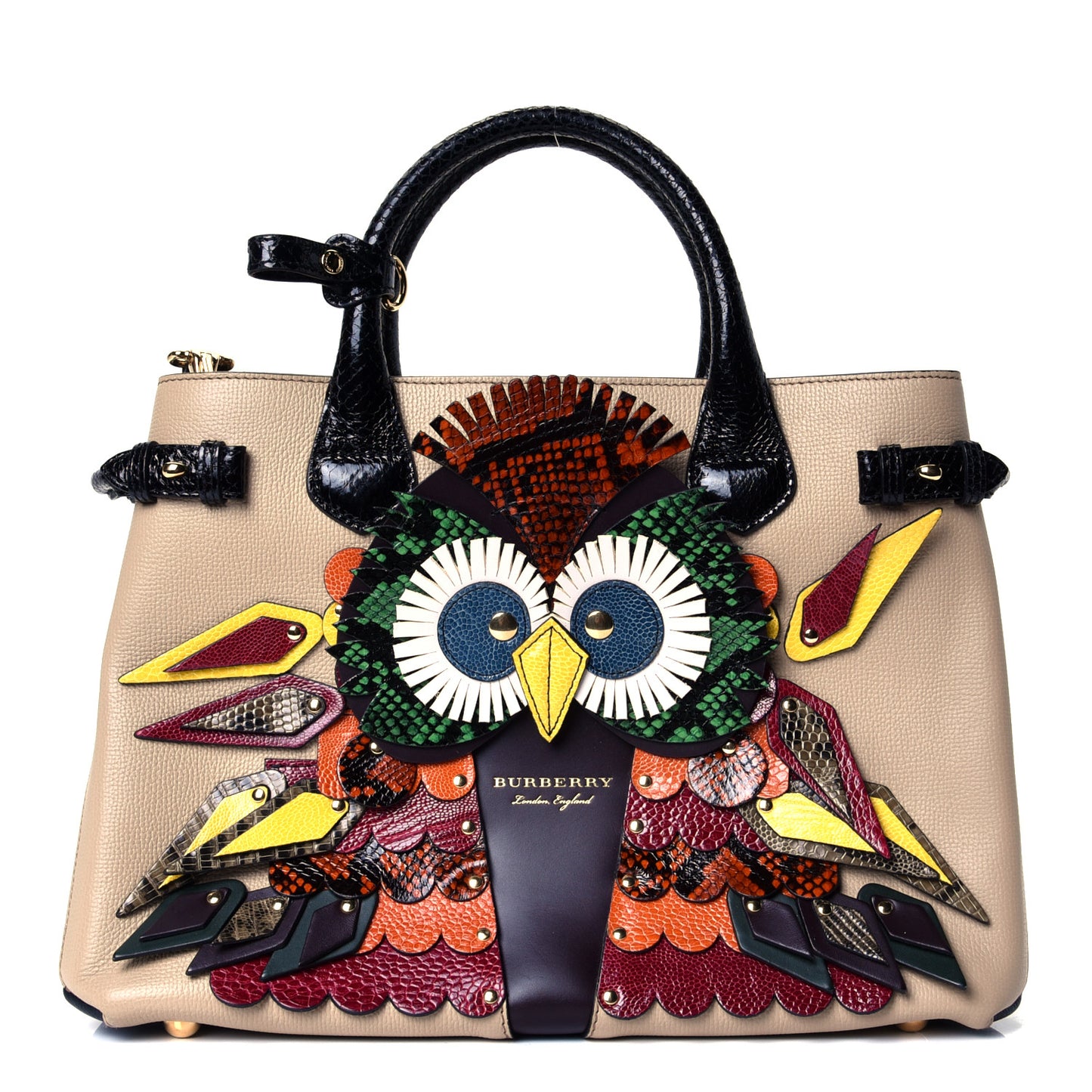Derby Calfskin Beasts Medium Banner Tote Khaki