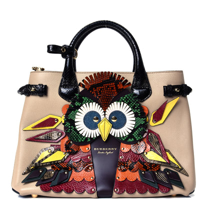 Burberry Derby Calfskin Beasts Medium Banner Tote Khaki 1 of 4