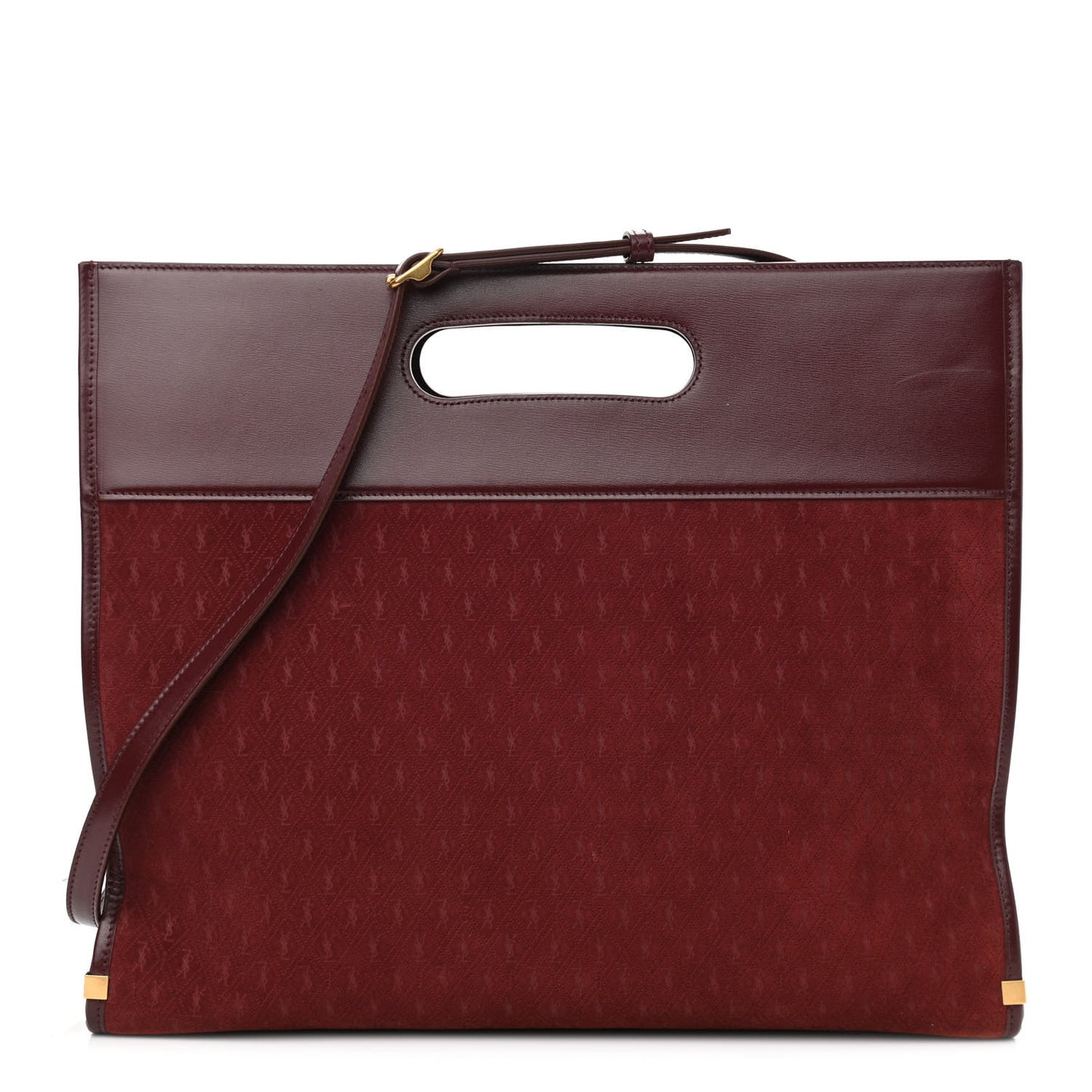 Suede All-Over Monogram Convertible Tote Red