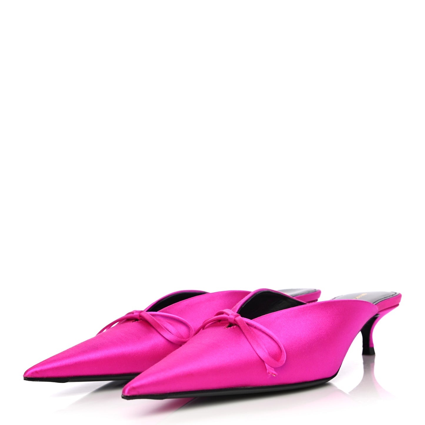 Satin Pointed Toe Knife 40mm Mules 38 Rose Fuchsia