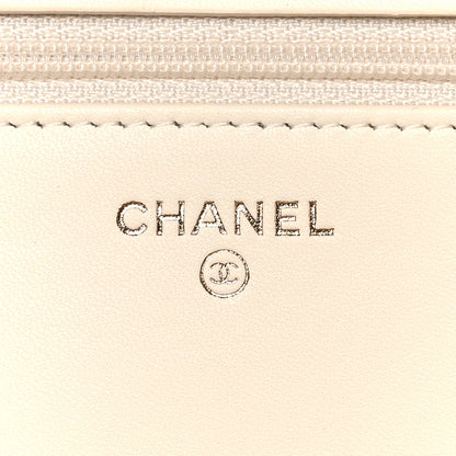 Chanel Lambskin Quilted CC Pearl Crush Wallet on Chain WOC White 7 of 11