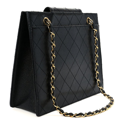 Chanel Caviar Quilted Flap Shopping Tote Black 3 of 12