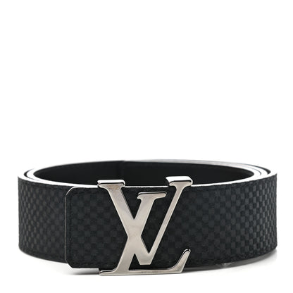 Louis Vuitton Suede Calfskin Mini Damier 40mm LV Initiales Belt 90 36 Carbone 1 of 8