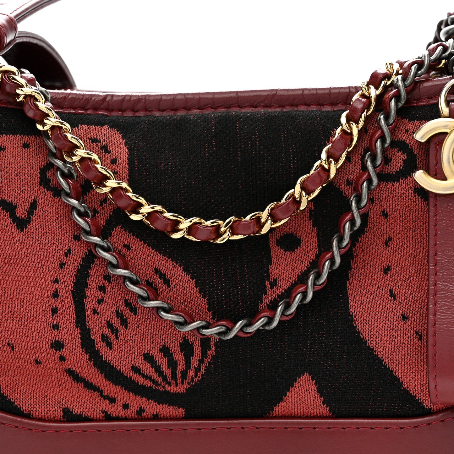 Knit Calfskin Small Gabrielle Hobo Red