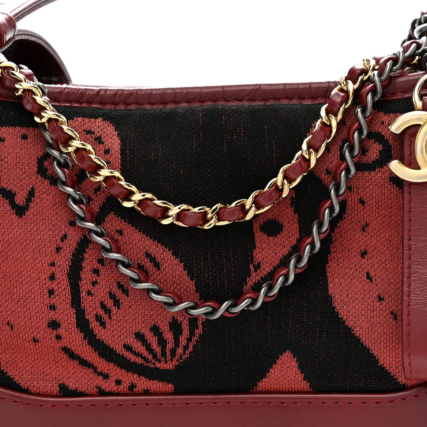 Chanel Knit Calfskin Small Gabrielle Hobo Red 8 of 10