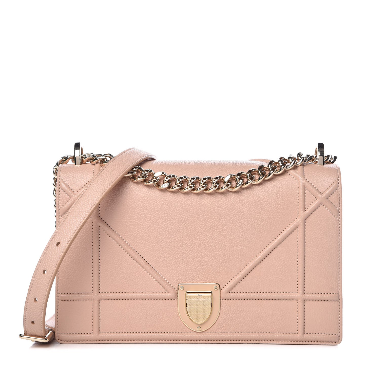 Grained Calfskin Medium Diorama Flap Bag Nude