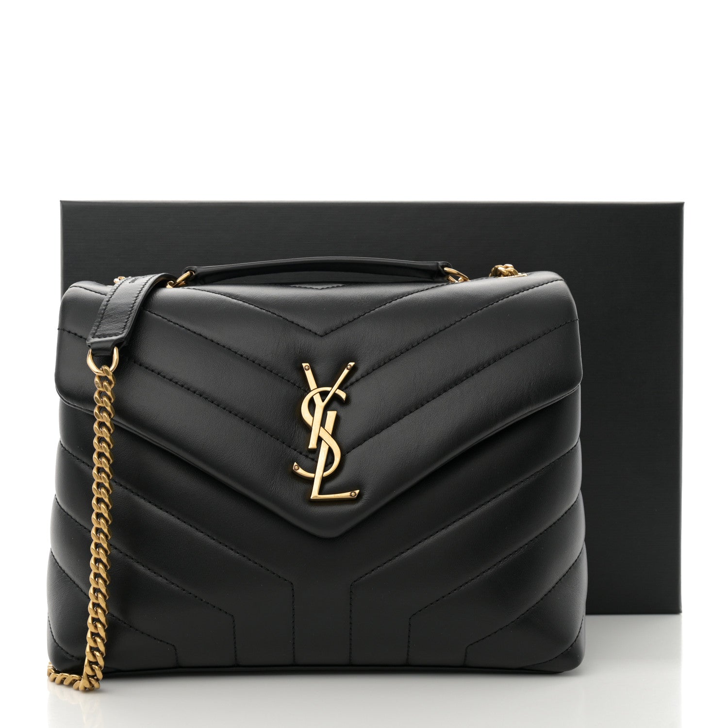 Saint Laurent Calfskin Y Quilted Monogram Small Loulou Chain Satchel Black 12 of 12